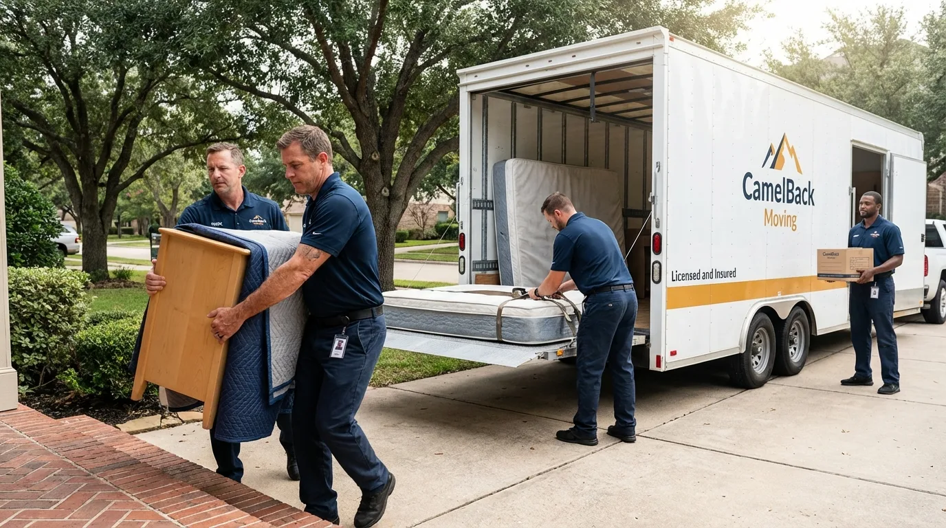 Crew loading residential truck for cross-state move from Airway Heights, WA