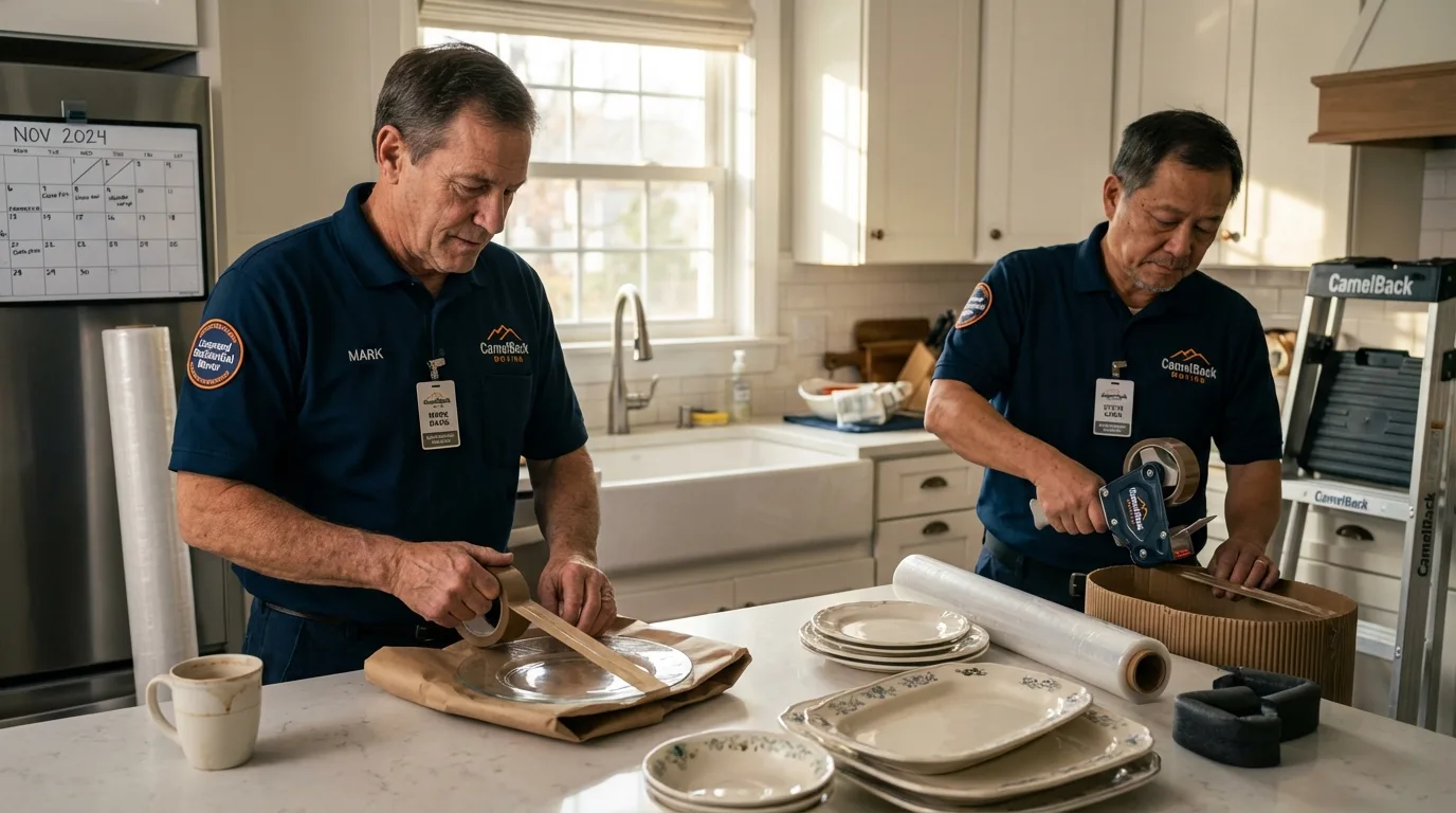 Professional crew packing kitchen dishware in Airway Heights, WA